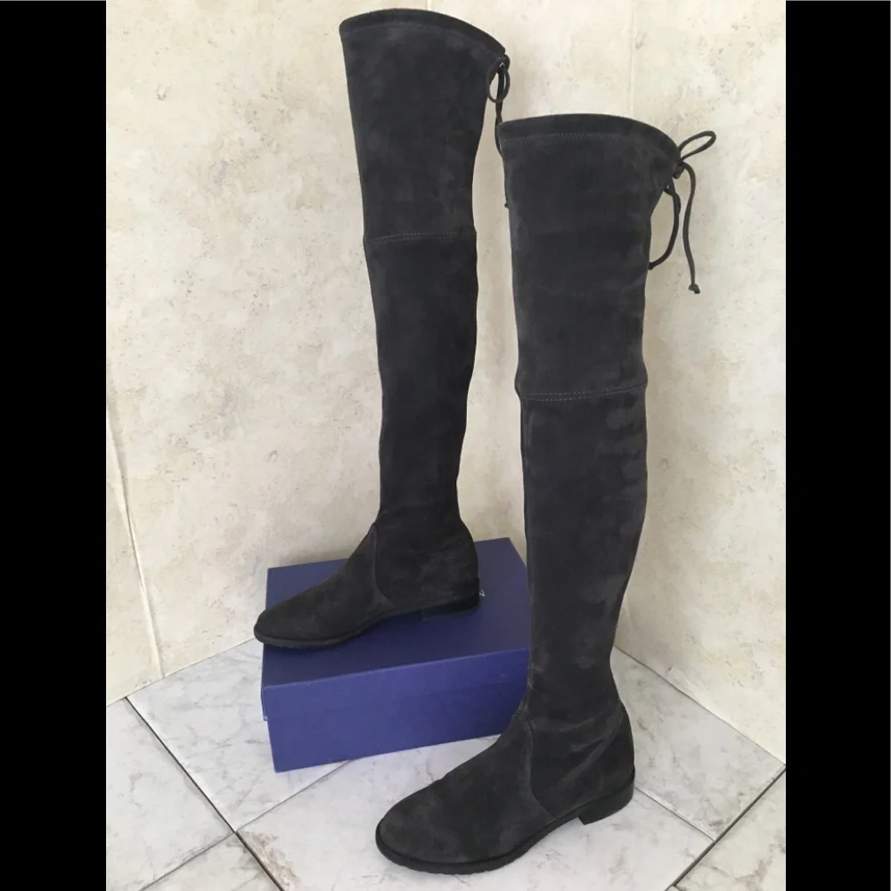 Stuart Weitzman Womens Black Over-the-Knee Suede Boots